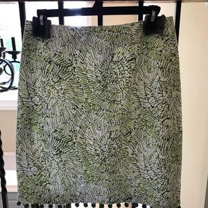 Etcetera green/white print Pom Pom skirt size 8